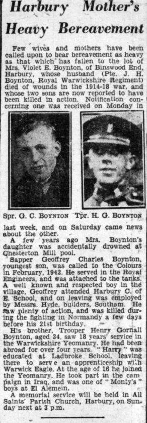 ‘Royal Leamington Spa Courier and Warwickshire Standard’ (7 July 1944)