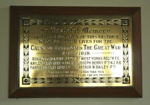 (1) Wesleyan Methodist Chapel: Brass Memorial Plaque