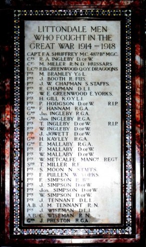 (1) St Oswald's Church: Memorial Plaque/Roll of Honour