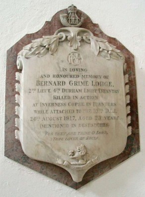 (1c) St Oswald's Church: private marble memorial plaque (Bernard Grime Lodge)