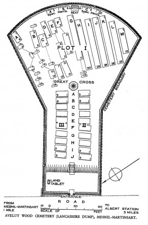CWGC Cemetery Plan: AVELUY WOOD CEMETERY (LANCASHIRE DUMP), MESNIL-MARTINSART