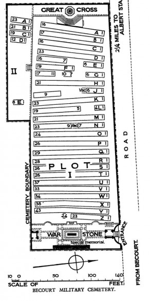 CWGC Cemetery Plan: BECOURT MILITARY CEMETERY, BECORDEL-BECOURT