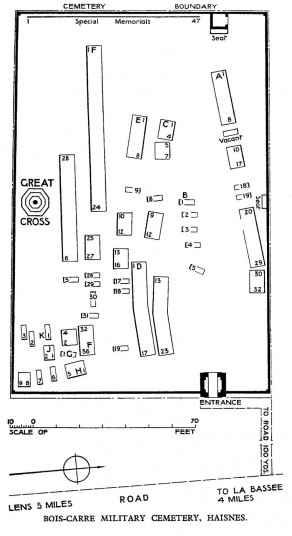 CWGC Cemetery Plan: BOIS-CARRE MILITARY CEMETERY, HAISNES