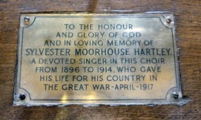 (1a) Priory Church of St Mary & St Cuthbert: Memorial Plaque (Sylvester Moorhouse Hartley)