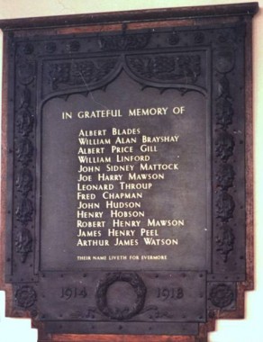 (5) Wesleyan Chapel: copper & oak memorial plaque