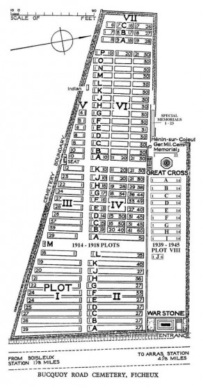 CWGC Cemetery Plan: BUCQUOY ROAD CEMETERY, FICHEUX