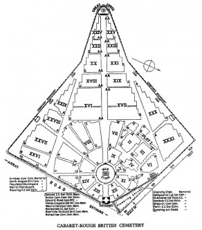 CWGC Cemetery Plan: CABARET-ROUGE BRITISH CEMETERY, SOUCHEZ