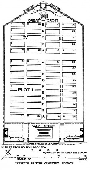 CWGC Cemetery Plan: CHAPELLE BRITISH CEMETERY, HOLNON