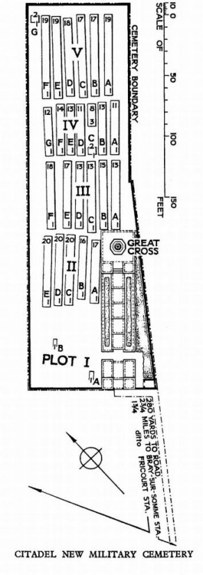 CWGC Cemetery Plan: CITADEL NEW MILITARY CEMETERY, FRICOURT