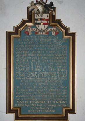 (1b) St Mary's Church: private memorial plaque to the Tennant Family