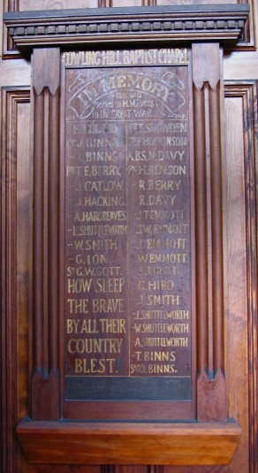 (3) Cowling Hill Baptist Chapel: Memorial plaque