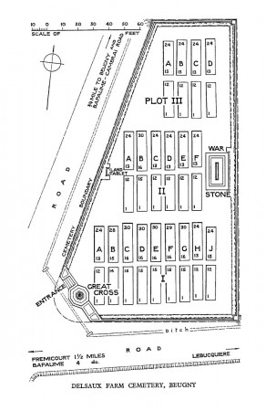 CWGC Cemetery Plan: DELSAUX FARM CEMETERY, BEUGNY