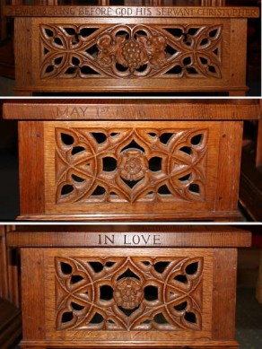 (2b) Church of St Mary the Virgin: carved oak memorial table (Christopher Wilkinson Brown)