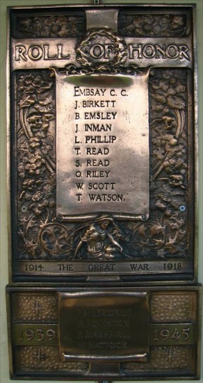 (4) Cricket Club: bronze memorial tablet