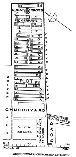 CWGC Cemetery Plan: ERQUINGHEM-LYS CHURCHYARD EXTENSION