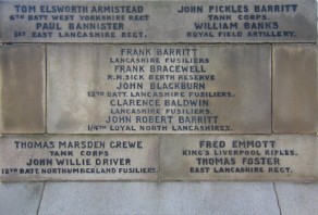 (1) War Memorial: detail, inscription no 1