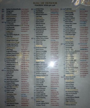 (2a) - St Andrew’s Church: oak framed hand calligraphed Roll of Honour