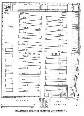 CWGC Cemetery Plan: GEZAINCOURT COMMUNAL CEMETERY EXTENSION