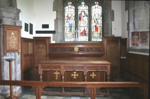 (1a) St Alkelda's Church: Memorial Chapel, communion table & inscribed panels