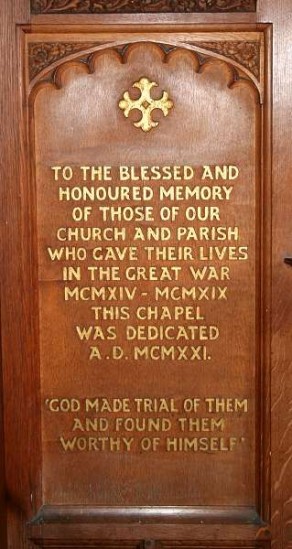 (1a) St Alkelda's Church: Memorial Chapel, communion table & inscribed panels - left hand panel