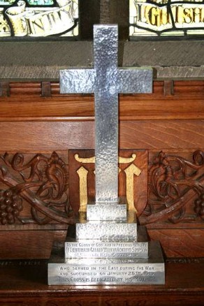 (1d) St Alkelda's Church: silver memorial cross (Gerald W. A. Simpson)