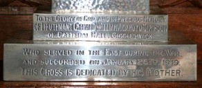 (1d) St Alkelda's Church: silver memorial cross (Gerald W. A. Simpson) - detail