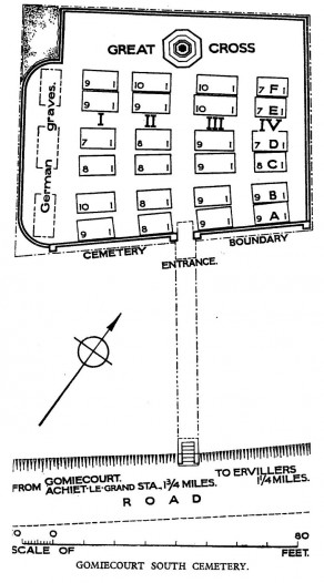 CWGC Cemetery Plan: GOMIECOURT SOUTH CEMETERY