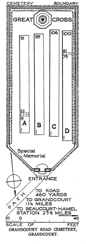 CWGC Cemetery Plan: GRANDCOURT ROAD CEMETERY, GRANDCOURT