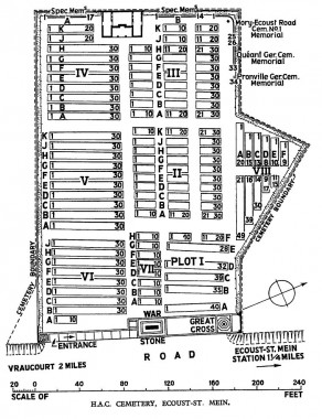 CWGC Cemetery Plan: H.A.C. CEMETERY, ECOUST-ST. MEIN