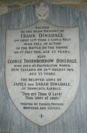 (1b) Church of St Mary & St John: private memorial plaque (Frank Dinsdale)