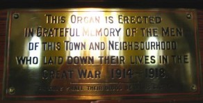 (3) Methodist Church: memorial organ - brass dedication plaque