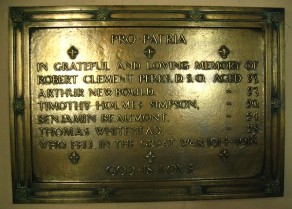 (1) St Peter's Church: bronze memorial plaque