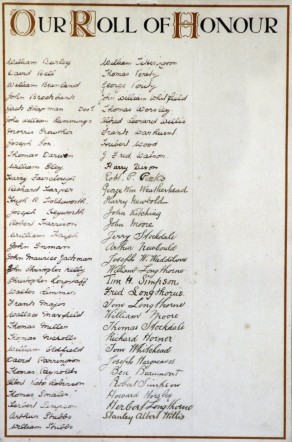 (2) Ibbotson Institute: framed hand written Roll of Honour - detail