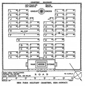 CWGC Cemetery Plan: HEM FARM MILITARY CEMETERY, HEM-MONACU