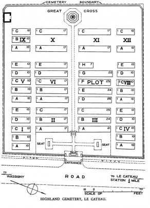 CWGC Cemetery Plan: HIGHLAND CEMETERY, LE CATEAU