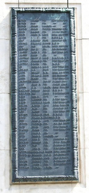 (1) War Memorial: detail, panel no 3