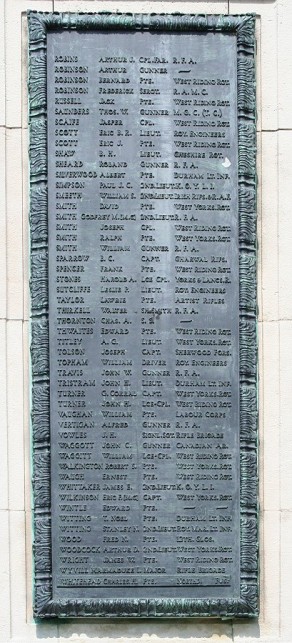 (1) War Memorial: detail, panel no 4