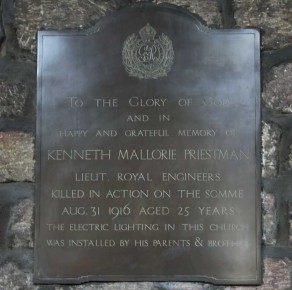 (2c) All Saints' Church: private gunmetal memorial plaque (Kenneth Mallorie Priestman)
