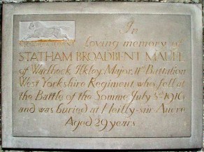 (3b) St Margaret's Church: private stone memorial tablet (Statham Broadbent Maufe)