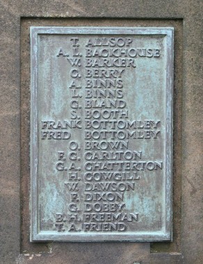 (1) War Memorial - panel no 2, Roll of Honour
