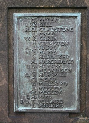 (1) War Memorial - panel no 3, Roll of Honour
