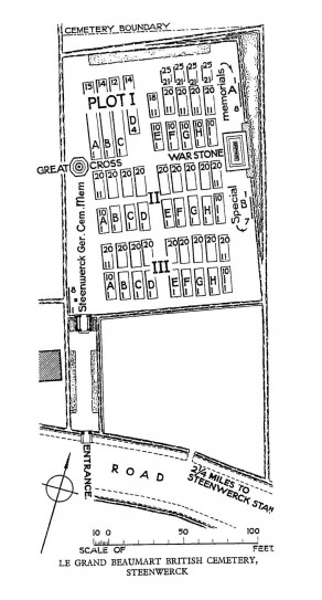 CWGC Cemetery Plan: LE GRAND BEAUMART BRITISH CEMETERY, STEENWERCK
