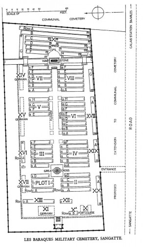 CWGC Cemetery Plan: LES BARAQUES MILITARY CEMETERY, SANGATTE