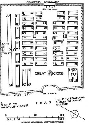 CWGC Cemetery Plan: LONDON CEMETERY, NEUVILLE-VITASSE