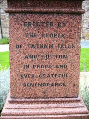 (1) Tatham Fells & Botton War Memorial - detail no 1