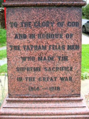 (1) Tatham Fells & Botton War Memorial - detail no 2