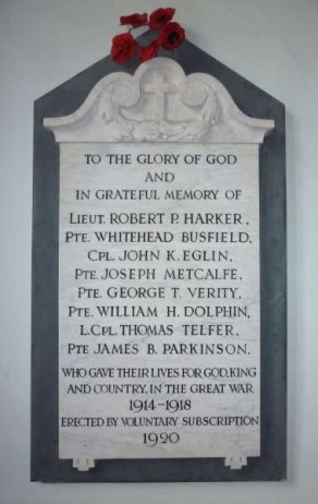 (2) Wesleyan Chapel: War Memorial (now kept in Lofthouse Methodist Church)