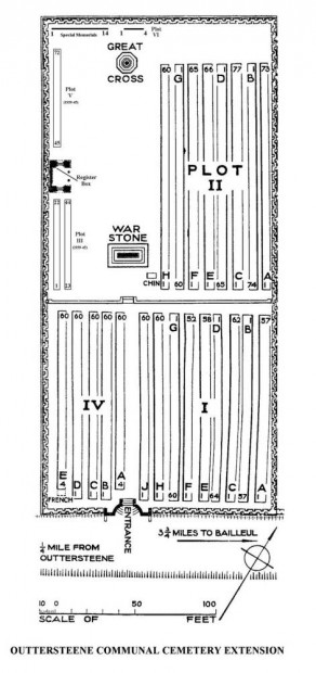 CWGC Cemetery Plan: OUTTERSTEENE COMMUNAL CEMETERY EXTENSION, BAILLEUL
