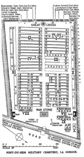 CWGC Cemetery Plan: PONT-DU-HEM MILITARY CEMETERY, LA GORGUE