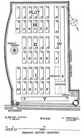 CWGC Cemetery Plan: PREMONT BRITISH CEMETERY